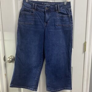 m. jeans by Maurices‎ Blue Jean Wide Leg Capris Sz 12 Mid-Rise Pockets